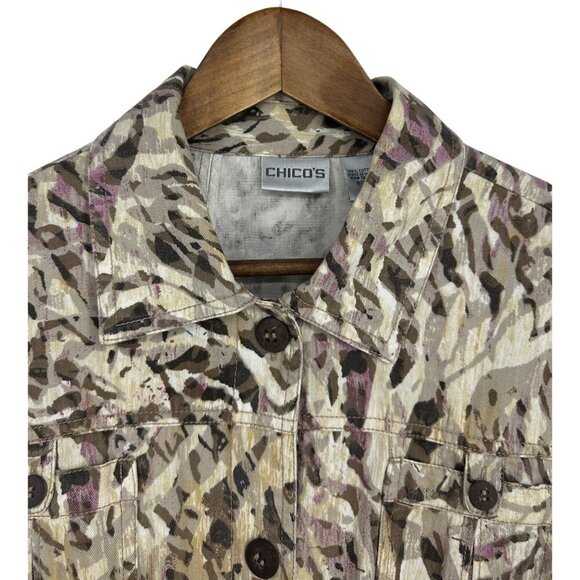 Chico's Trucker Style Animal Print Abstract Jacket Size 3 US XL - Picture 4 of 9